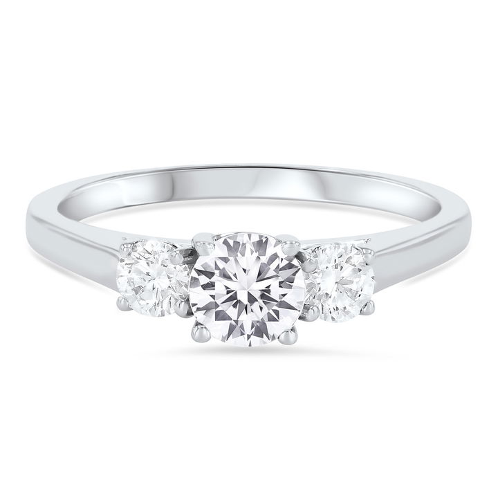 White Gold 14K Three Stone Round Diamond Engagement Setting