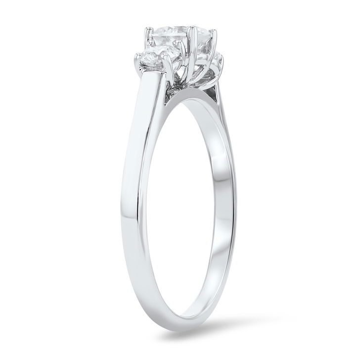 White Gold 14K Three Stone Round Diamond Engagement Setting