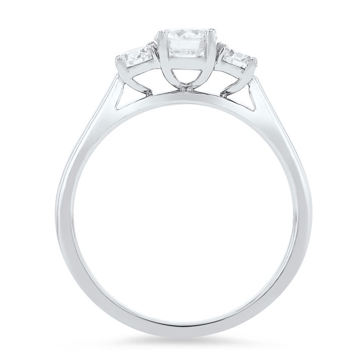 White Gold 14K Three Stone Round Diamond Engagement Setting