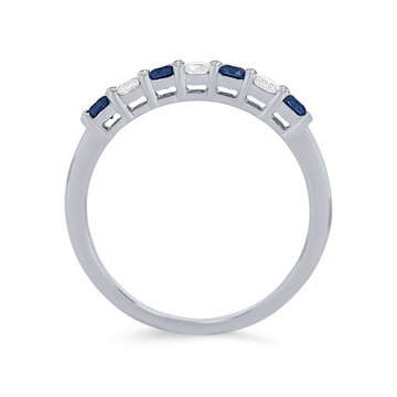 Alternating Sapphire and Diamond Wedding Band In White Gold 14K