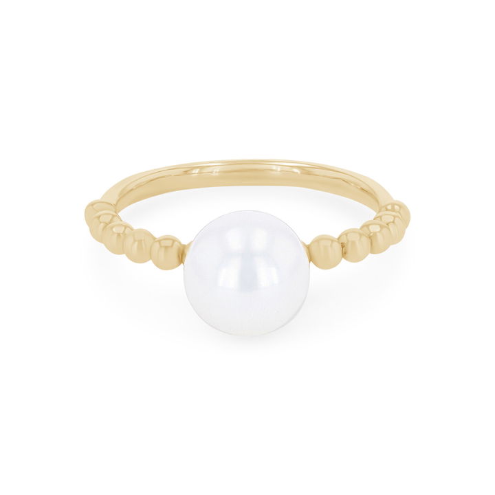 Yellow Gold 14K Freshwater Pearl Beaded Ring