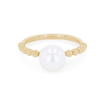 Freshwater Pearl Beaded Ring In Yellow Gold 14K