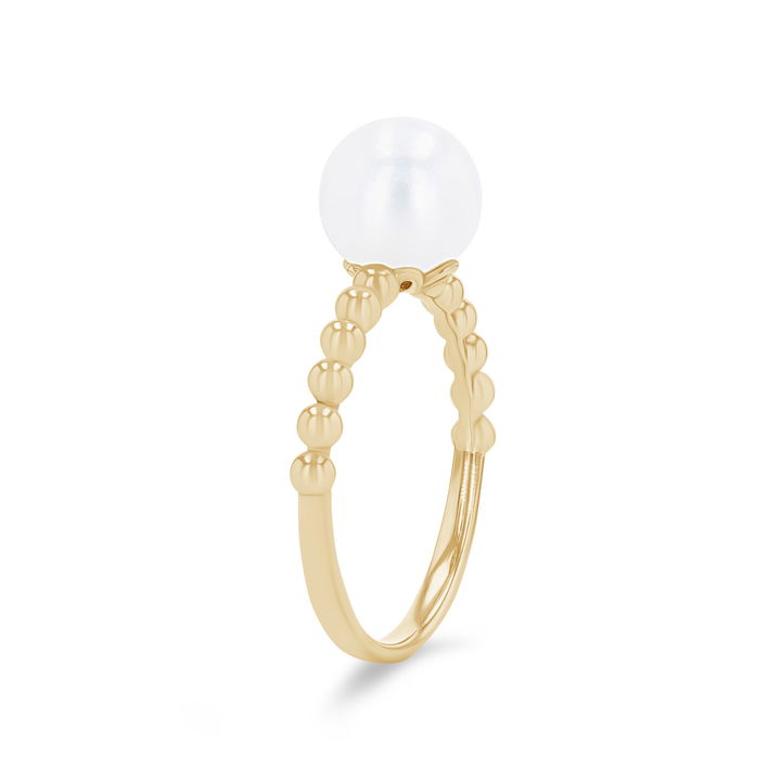 Yellow Gold 14K Freshwater Pearl Beaded Ring