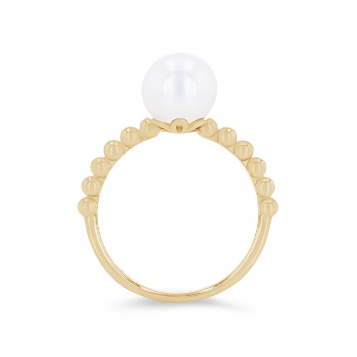 Yellow Gold 14K Freshwater Pearl Beaded Ring