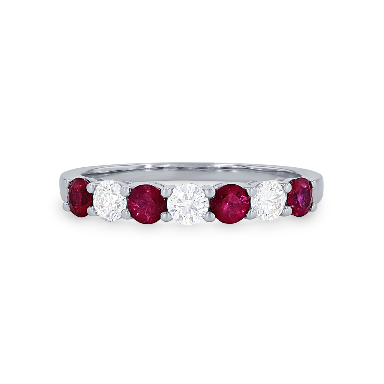 Alternating Ruby and Diamond Wedding Band