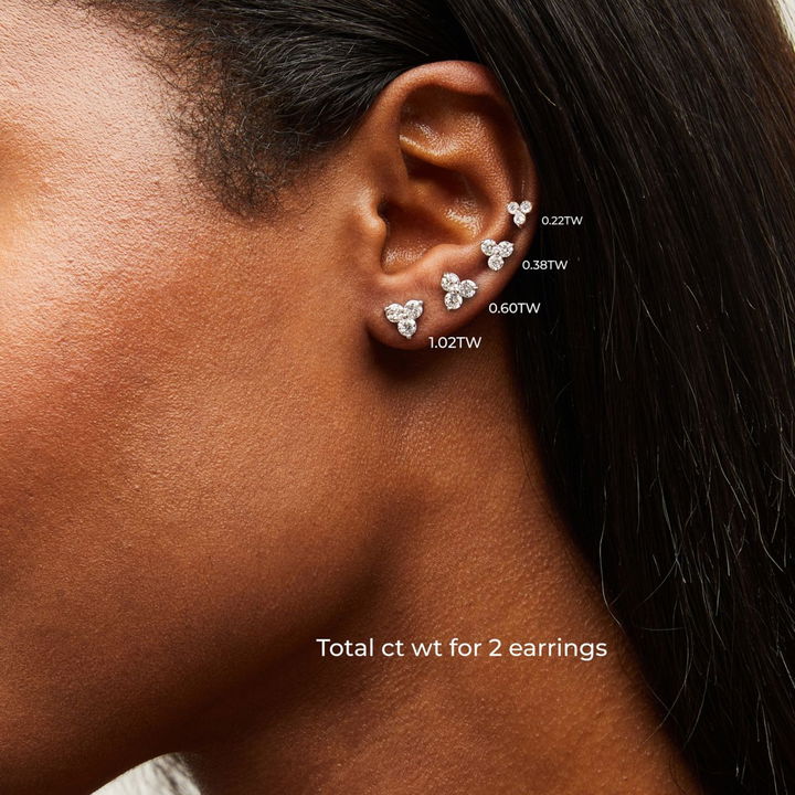 Rose Gold 14K Diamond Trio Stud Earrings