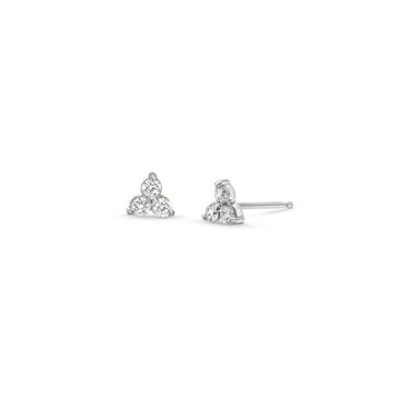 Trio Diamond Stud Earrings In White Gold 14K