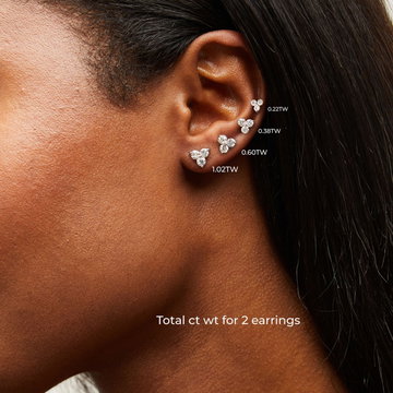 Trio Diamond Stud Earrings In White Gold 14K