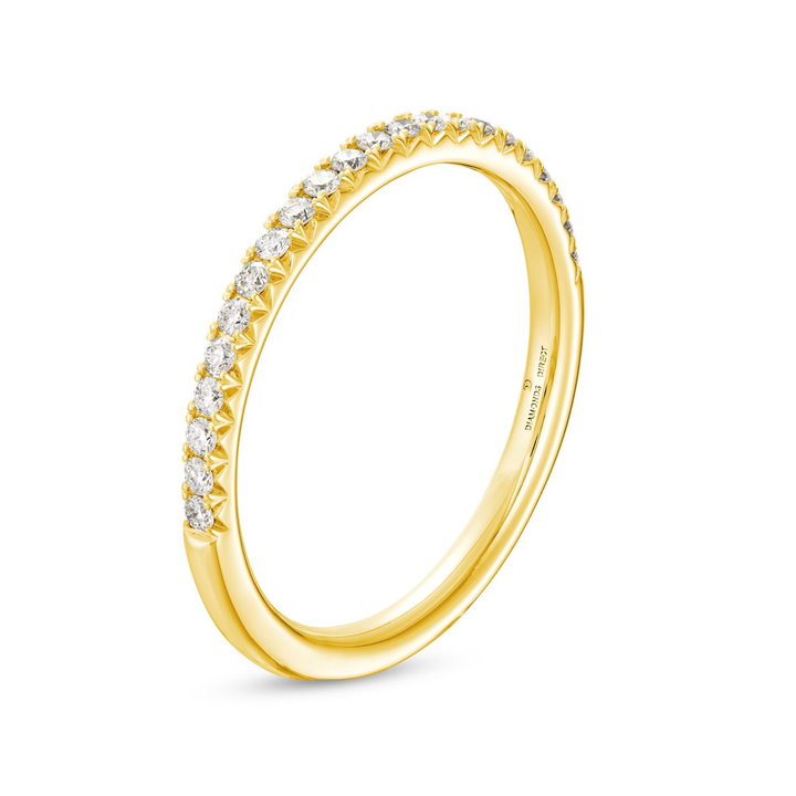 French Pave Diamond Wedding Band by Adorette In Yellow Gold 14K