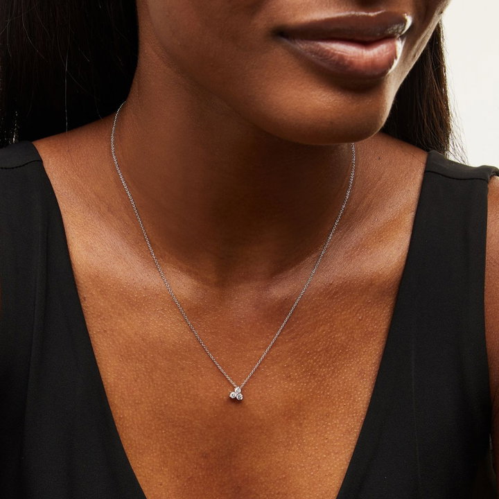 Diamond Trio Pendant Necklace In White Gold 14K