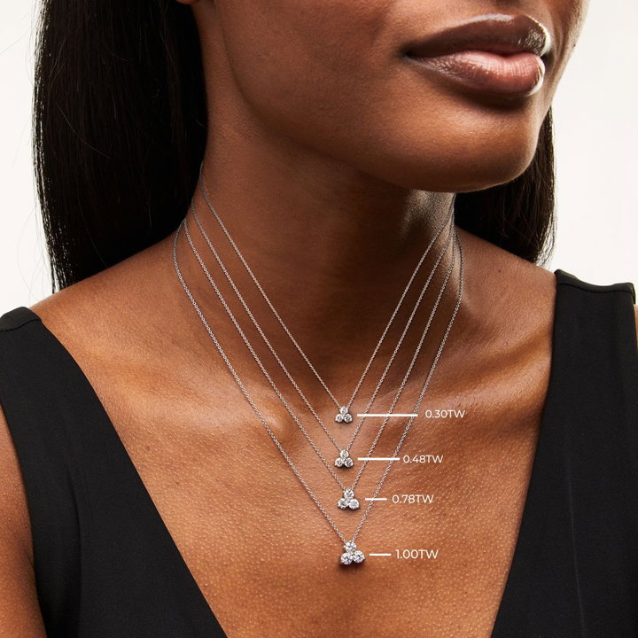 Diamond Trio Pendant Necklace In White Gold 14K
