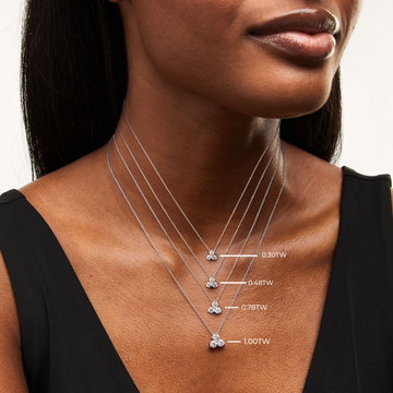 Diamond Trio Pendant Necklace In White Gold 14K