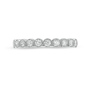Bezel Milgrain Diamond Wedding Band by Adorette In White Gold 14K