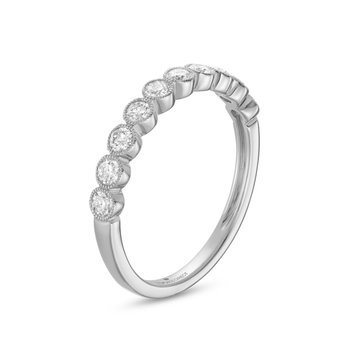 Bezel Milgrain Diamond Wedding Band by Adorette In White Gold 14K