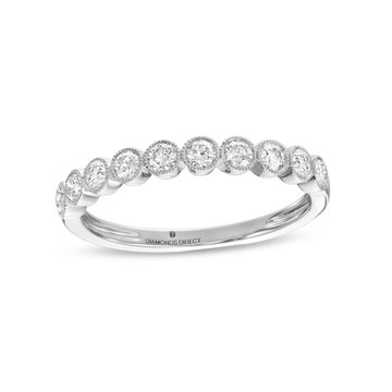 Bezel Milgrain Diamond Wedding Band by Adorette In White Gold 14K