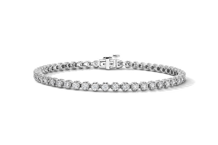 Vintage Diamond Tennis Bracelet In White Gold 14K