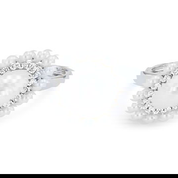 Double Halo Pearl and Diamond Ring