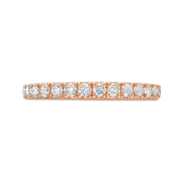 French Pave Diamond 3/4 Way Wedding Band by Adorette In Rose Gold 14K