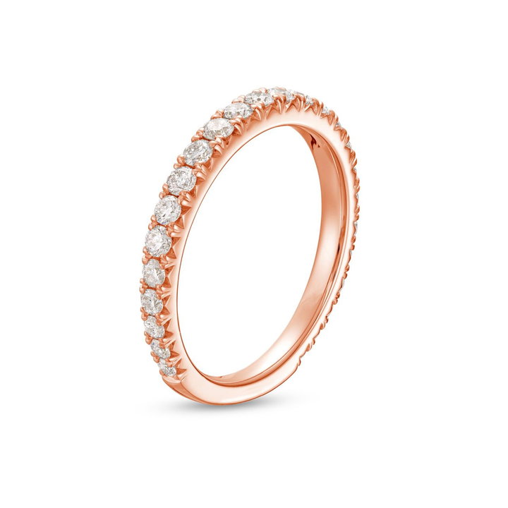 French Pave Diamond 3/4 Way Wedding Band by Adorette In Rose Gold 14K