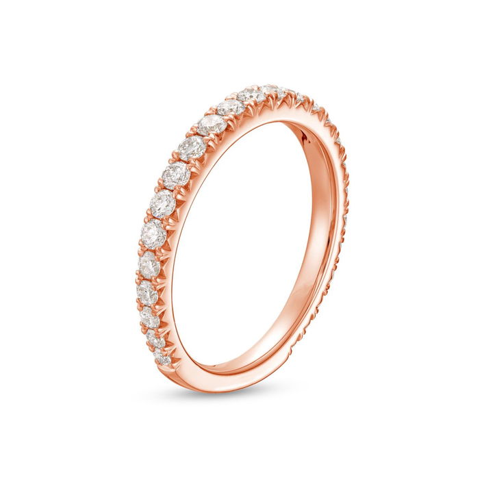 Rose Gold 14K French Pave Diamond 3/4 Way Wedding Band by Diamonds Direct Designs