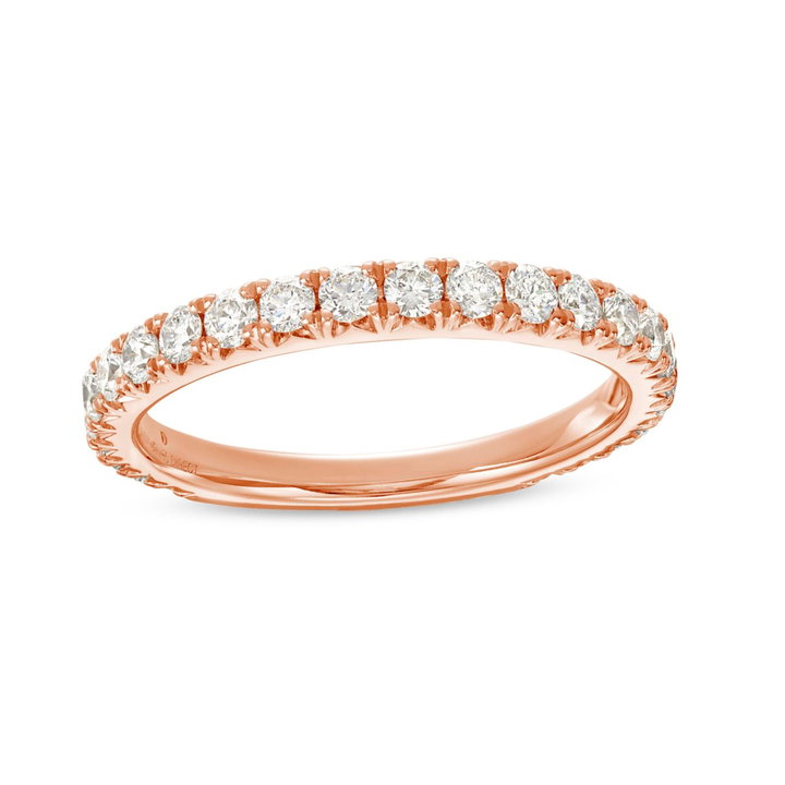 French Pave Diamond 3/4 Way Wedding Band by Adorette In Rose Gold 14K