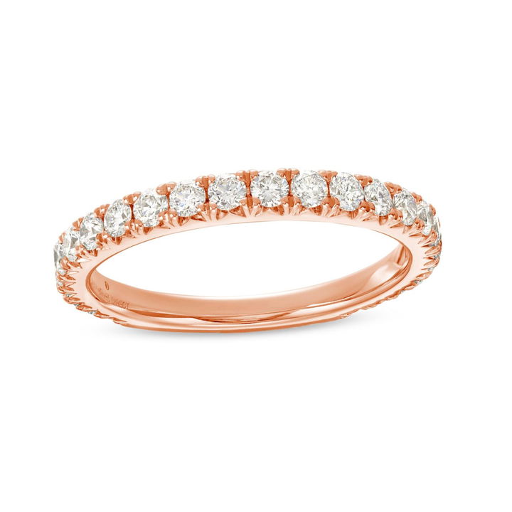 Rose Gold 14K French Pave Diamond 3/4 Way Wedding Band by Diamonds Direct Designs