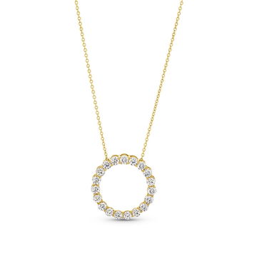 Diamond Circle Pendant Necklace In White Gold 14K