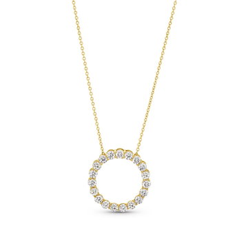 Diamond Circle Pendant Necklace In White Gold 14K