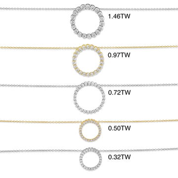 Diamond Circle Pendant Necklace In White Gold 14K