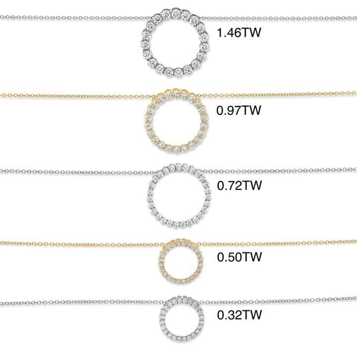 Diamond Circle Pendant Necklace In White Gold 14K