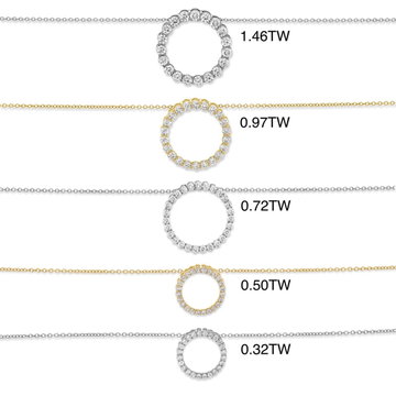 Diamond Circle Pendant Necklace In White Gold 14K