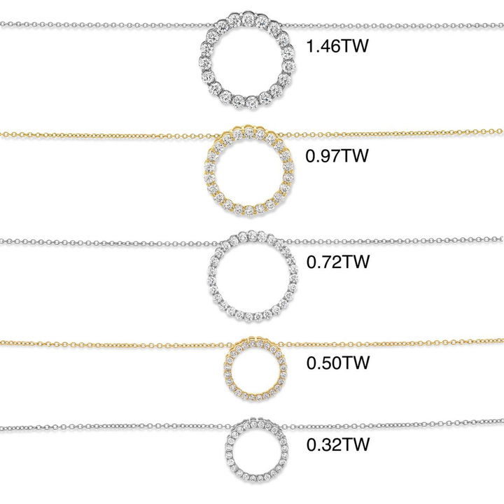 Diamond Circle Pendant Necklace In White Gold 14K