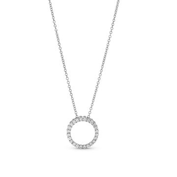 Diamond Circle Pendant Necklace In White Gold 14K