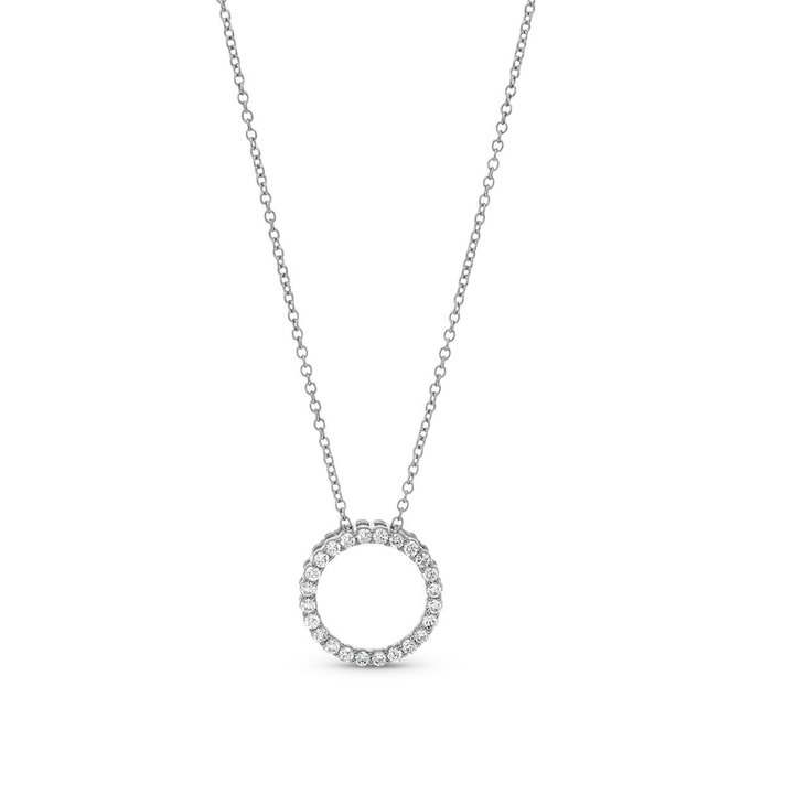 Diamond Circle Pendant Necklace In White Gold 14K