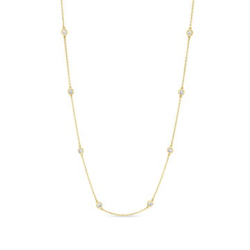 Bezel Diamond Station Necklace In Yellow Gold 14K