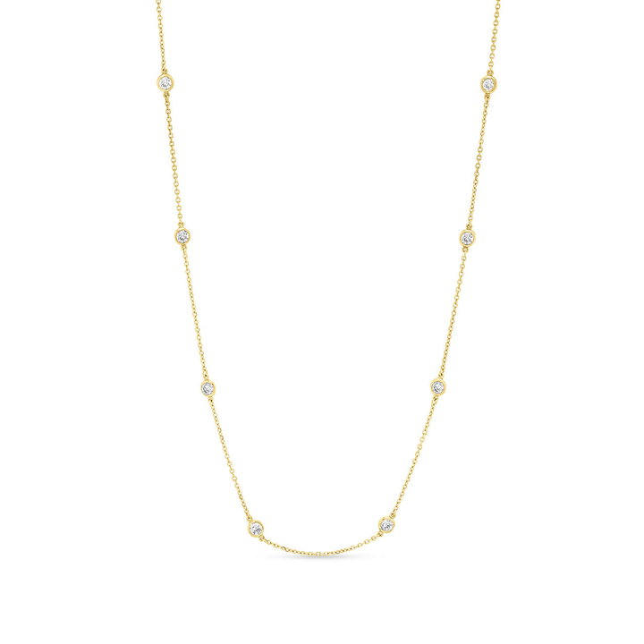 Bezel Diamond Station Necklace In Yellow Gold 14K