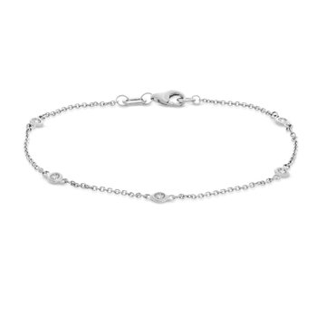 Bezel Diamond Station Bracelet In White Gold 14K