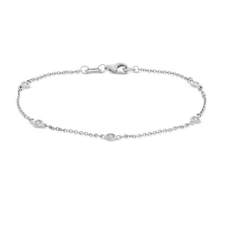 Bezel Diamond Station Bracelet In White Gold 14K