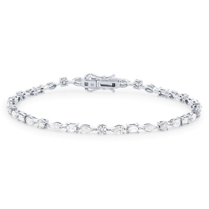 White Gold 18K Mixed Fancy Shape Diamond Tennis Bracelet