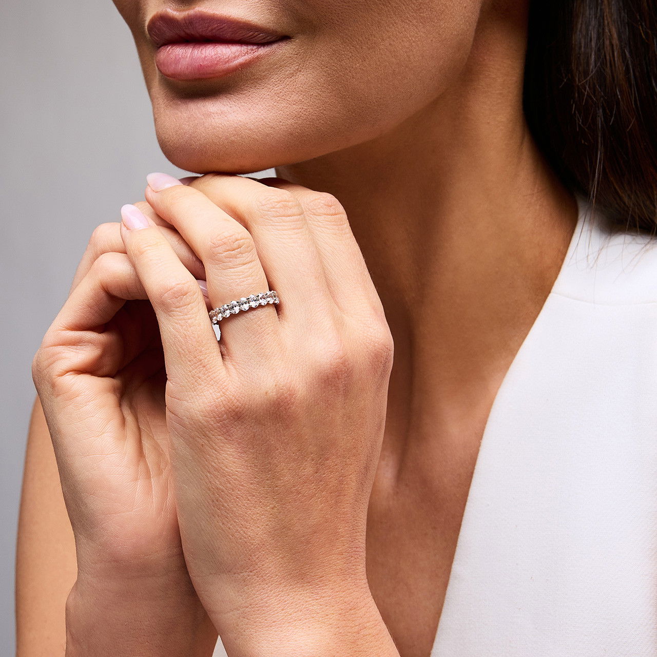Oval Diamond Vertical Eternity Wedding Band