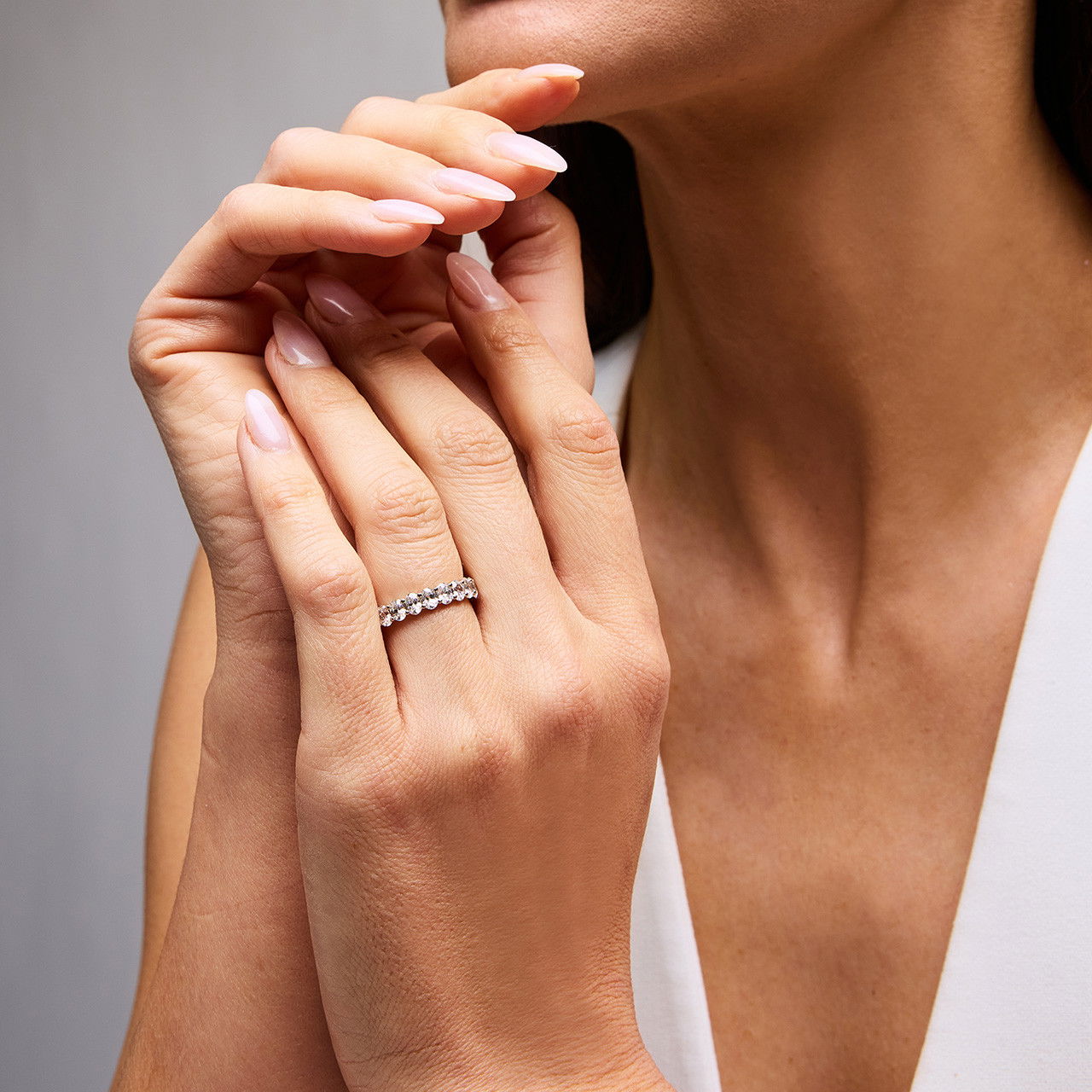 Oval Diamond Vertical Eternity Wedding Band