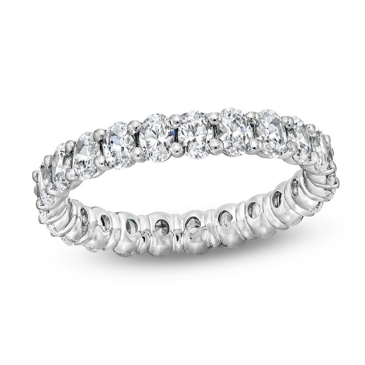 Oval Diamond Vertical Eternity Wedding Band In White Gold 14K