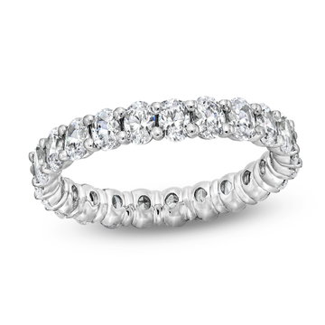 Oval Diamond Vertical Eternity Wedding Band In White Gold 14K