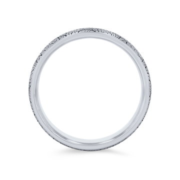 Leaf Detail 6.5mm Wedding Band In White Gold 14K
