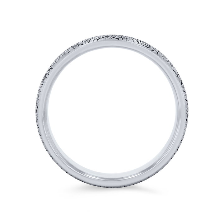 Leaf Detail 6.5mm Wedding Band In White Gold 14K