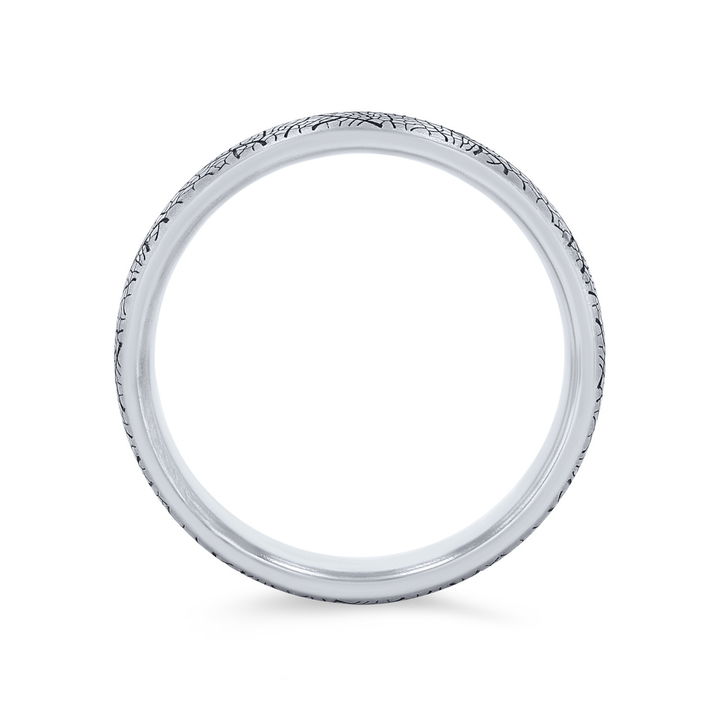 White Gold 14K Leaf Detail 6.5mm Wedding Band