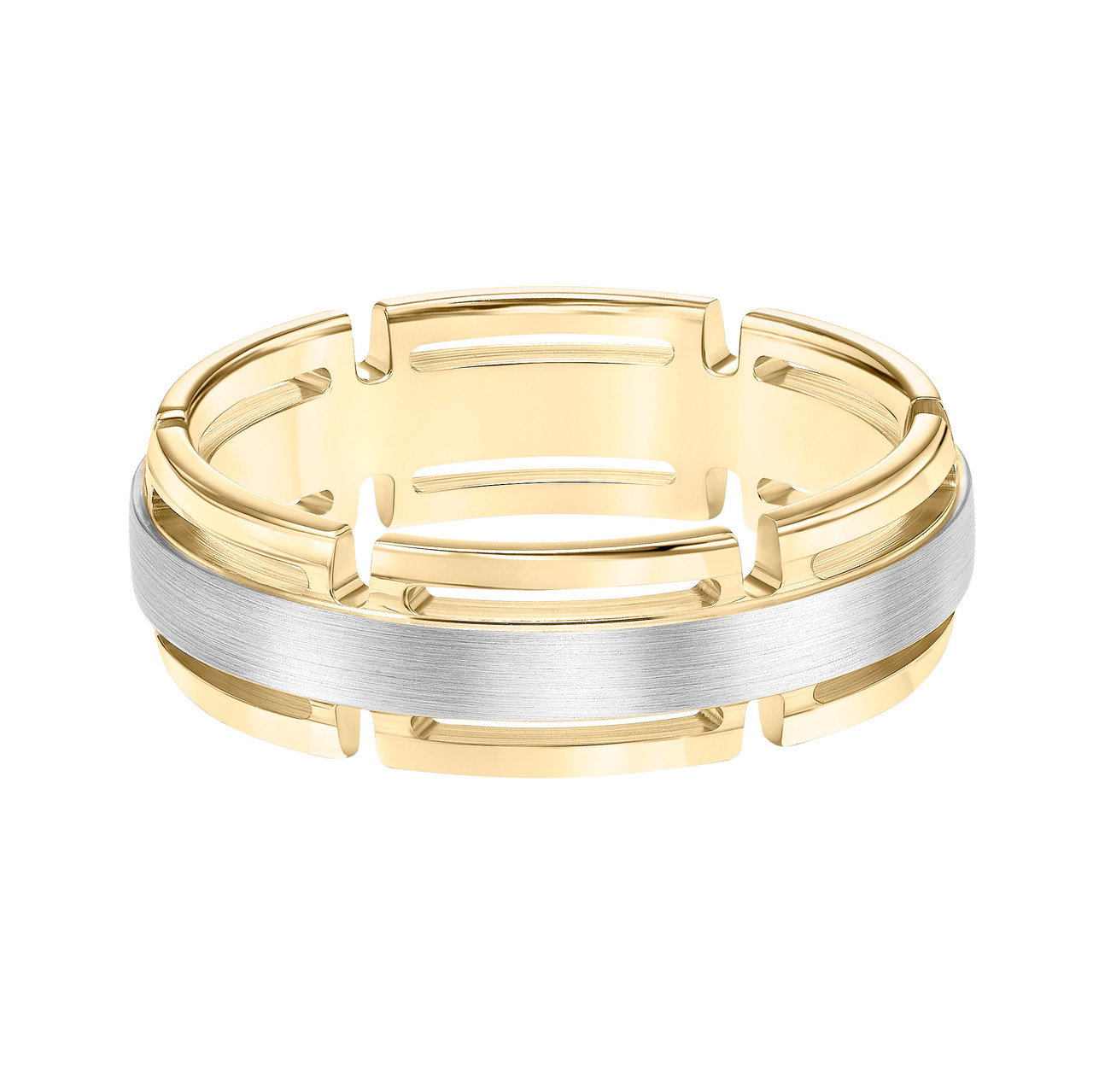 Two-Tone Matte Open Link Wedding Band 0