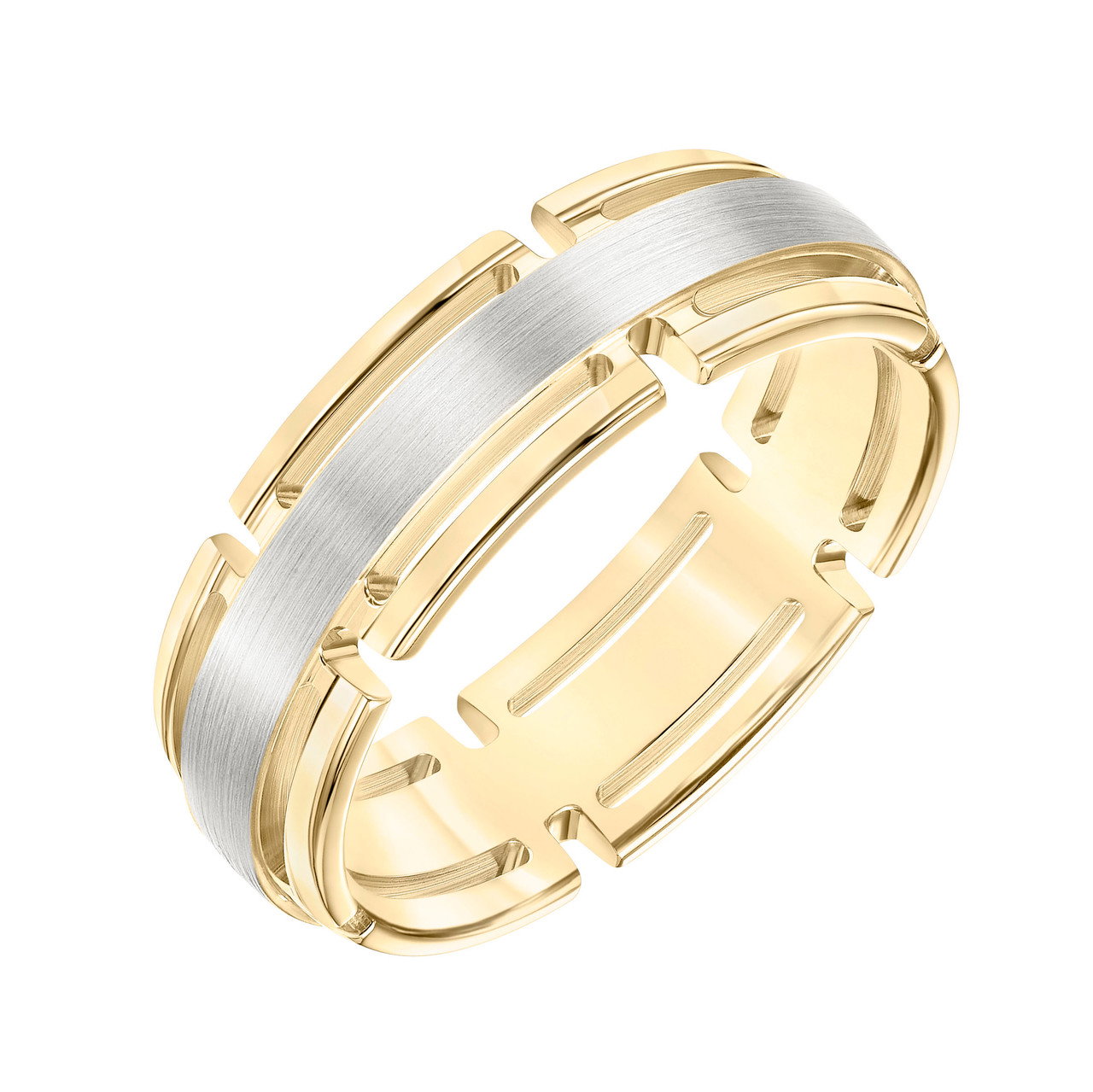Two-Tone Matte Open Link Wedding Band 1
