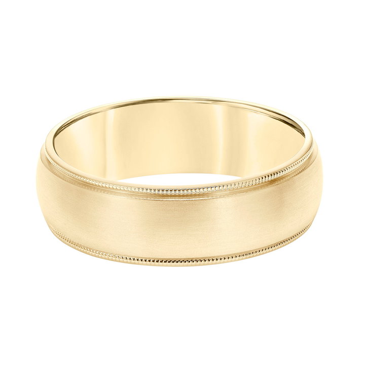 Matte Milgrain Edge Wedding Band In White Gold 14K