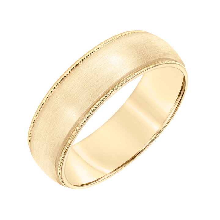 Matte Milgrain Edge Wedding Band In White Gold 14K